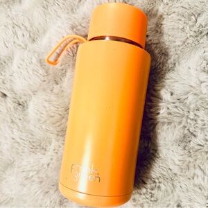 Frank Green 20oz Ceramic Stainless Steel Orange Water Bottle EUC
